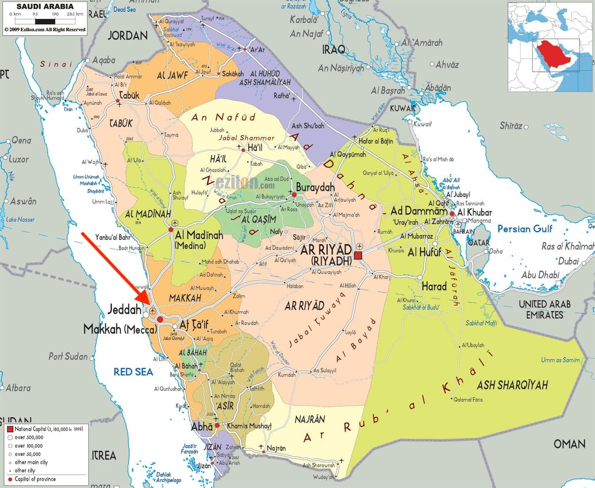 Mapa lotnisk Mekka (Makkah)