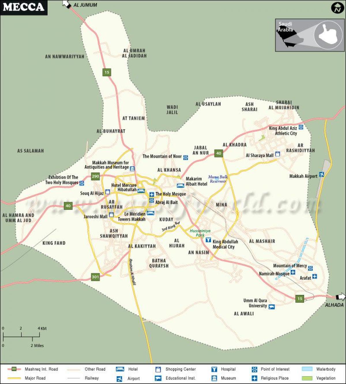 Mekka (Makkah) - mapa zabytków